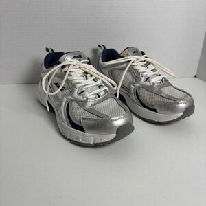 Avia 5000 Running Shoes Womens 7 Silver White Navy Mesh Athletic Sneakers